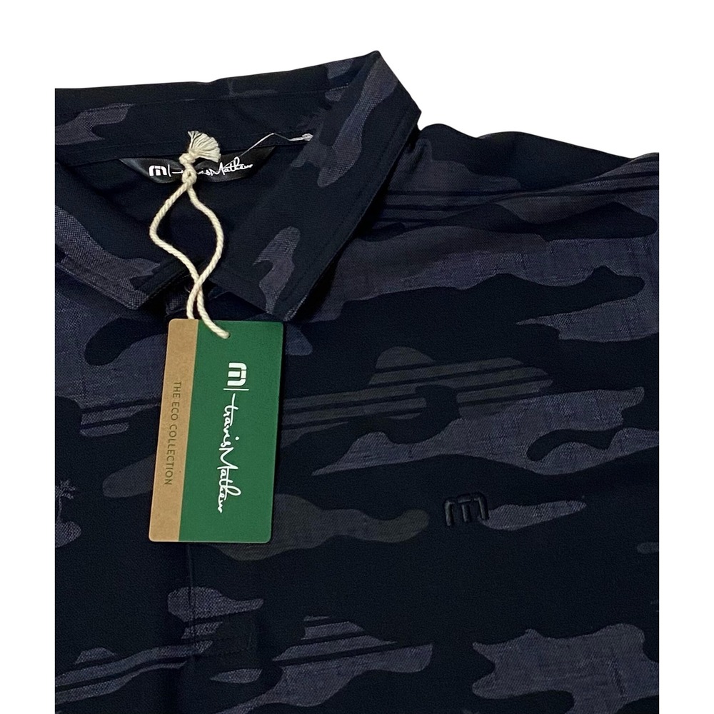 Travis Mathew Polo Golf Shirt Mens XXXL Black Gray Camo Print Beachside Stealth - Picture 1 of 8